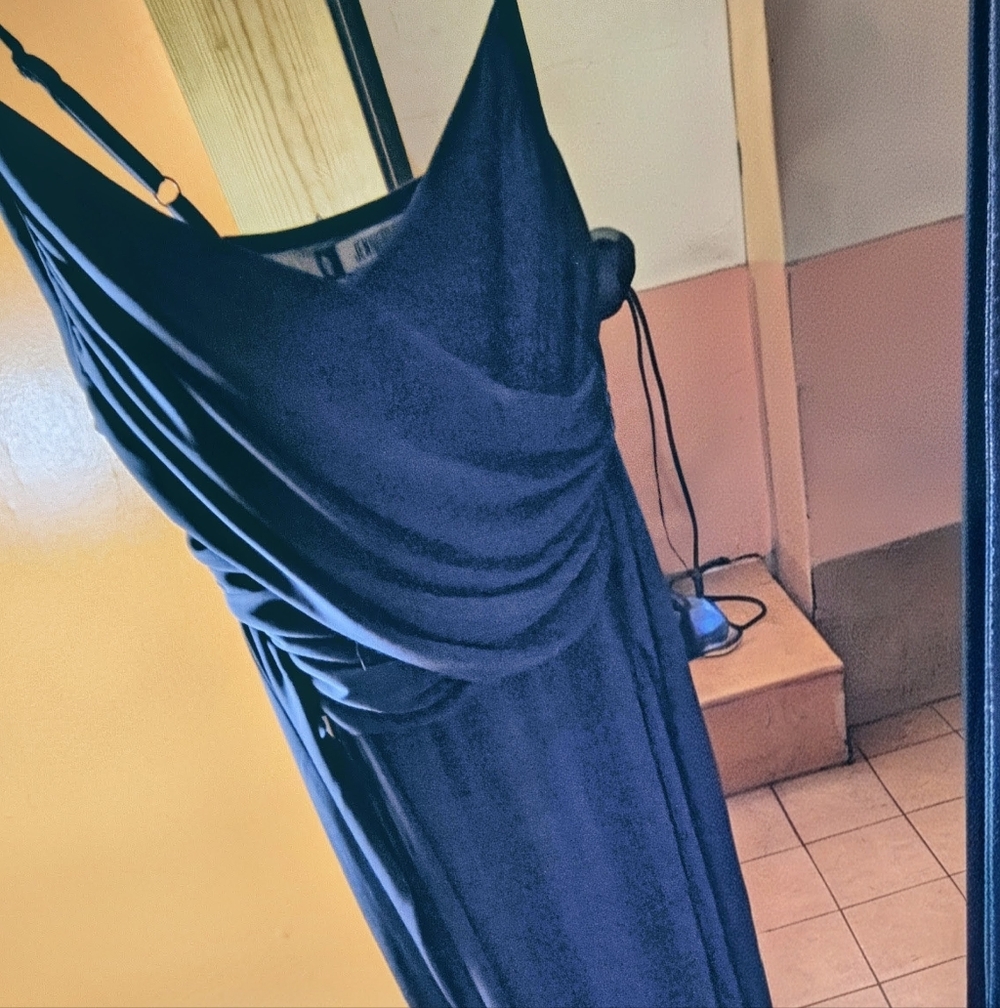 Jennifer Lopez Charcoal Black Ruched Evening Gown